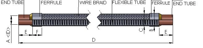 Cleaned Dehydrated Refrigeration Parts Flexible Vibration Eliminator Pipes