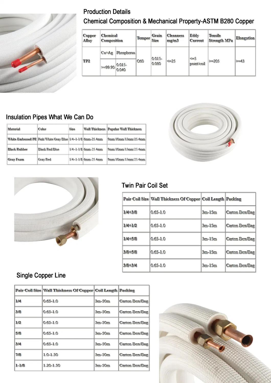 Air Conditioner Part Cu-Alu Welded Insulation Pipe